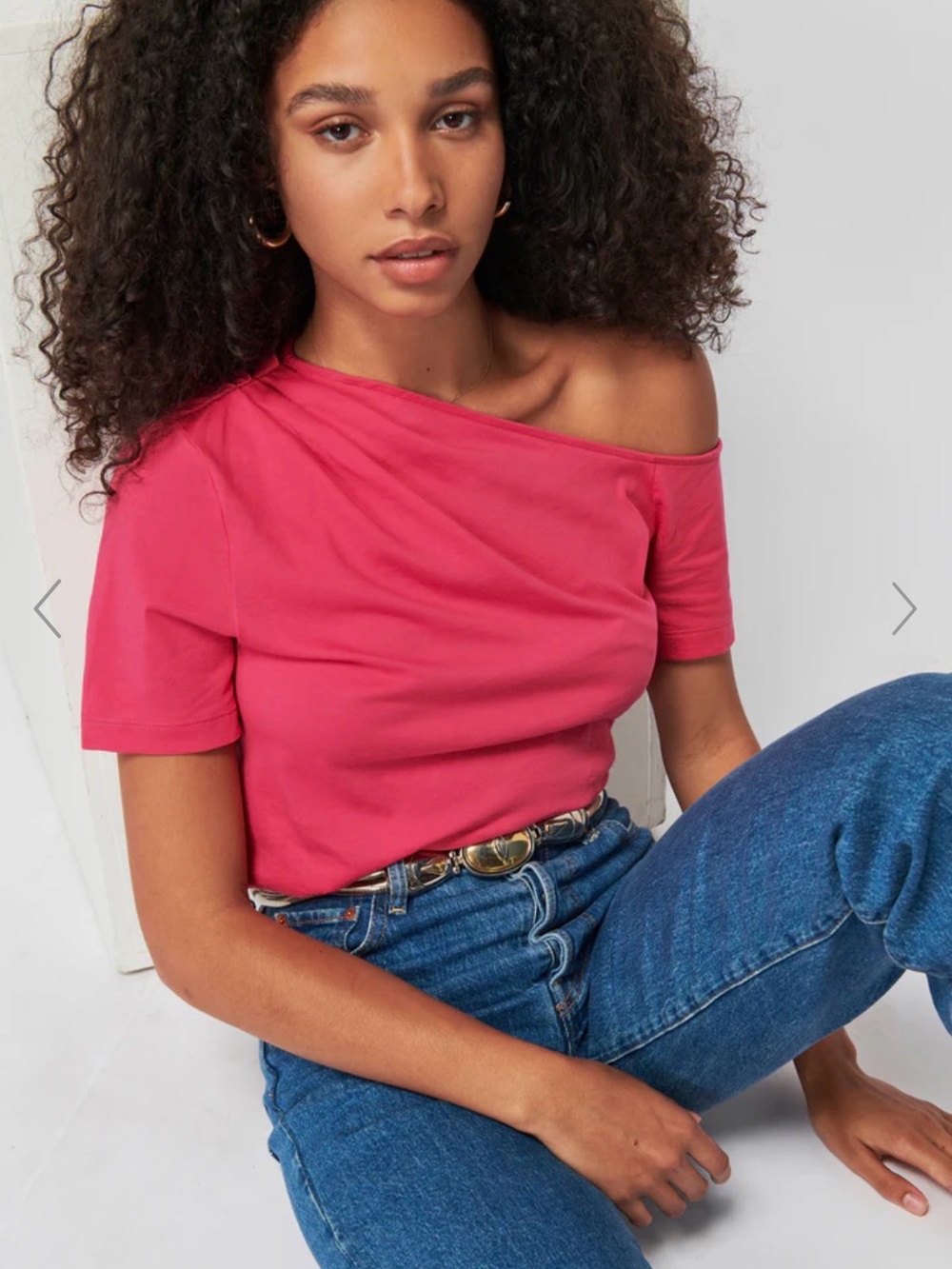 Nation LTD One-Shoulder Tee in Hot Pink